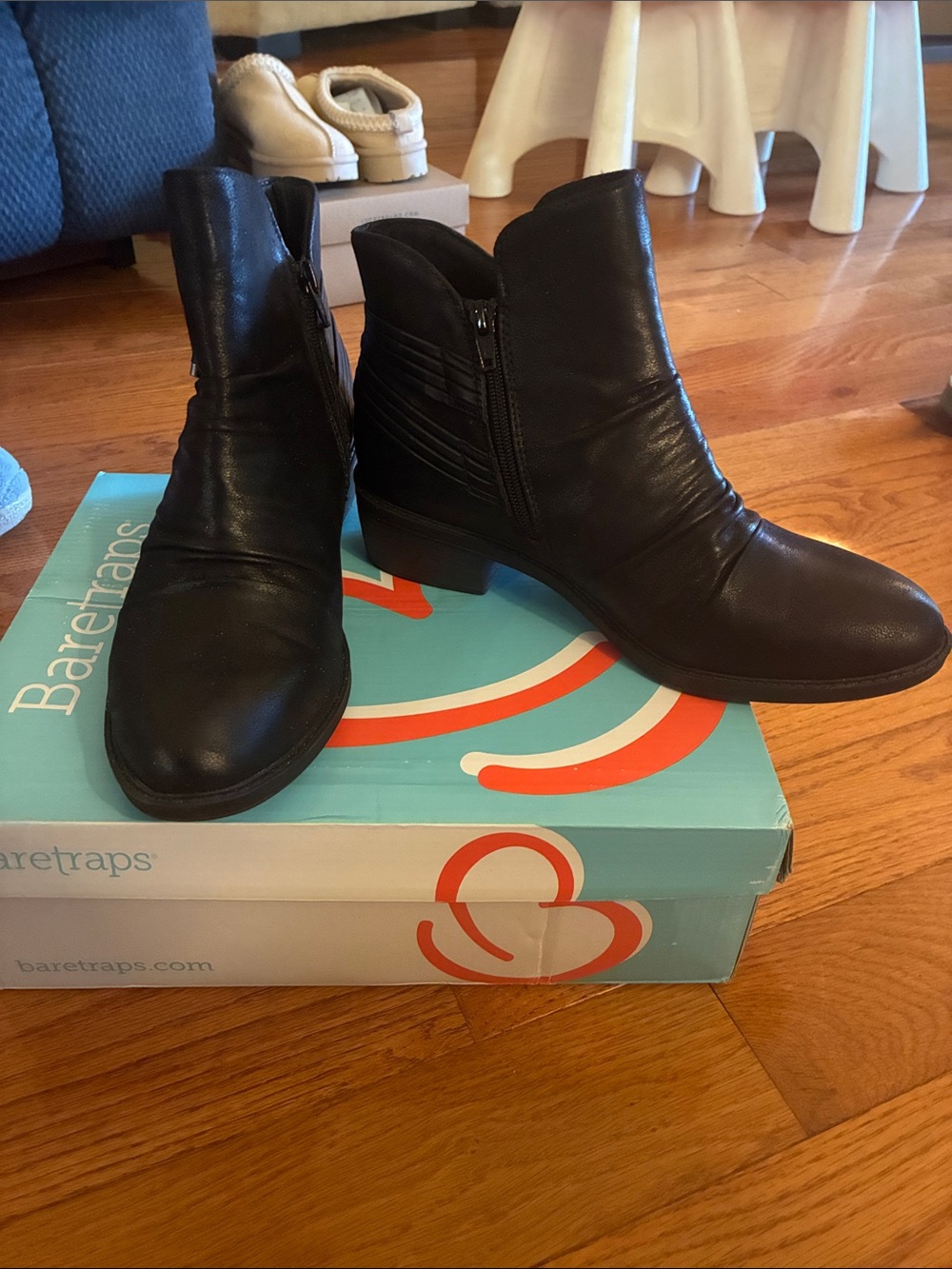 BareTraps Black Leather Side-Zip Ankle Booties - Picture 2 of 5